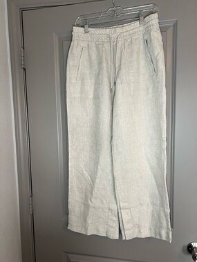 Athleta Retreat Wide Leg Linen Pants Tan 6P